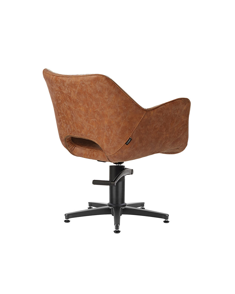 Chloe Tan - Brown hairdressing chair - Black cross base